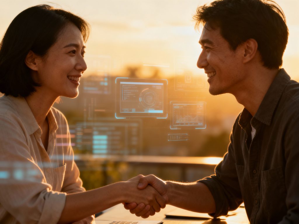 존중, 신뢰, 협력 등 윤리적 가치를 나타내는 레이블이 있는 보호막 안에 서 있는 다양한 사람들 그룹