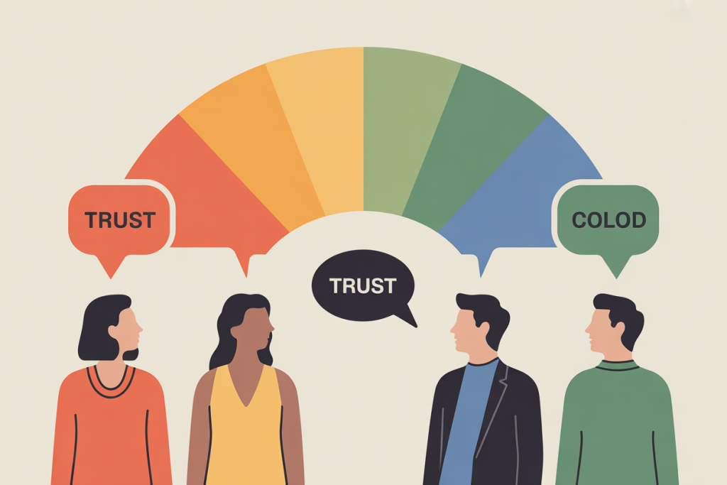 디지털 보안 인터페이스가 중첩된 석양을 배경으로 악수하는 두 비즈니스 전문가