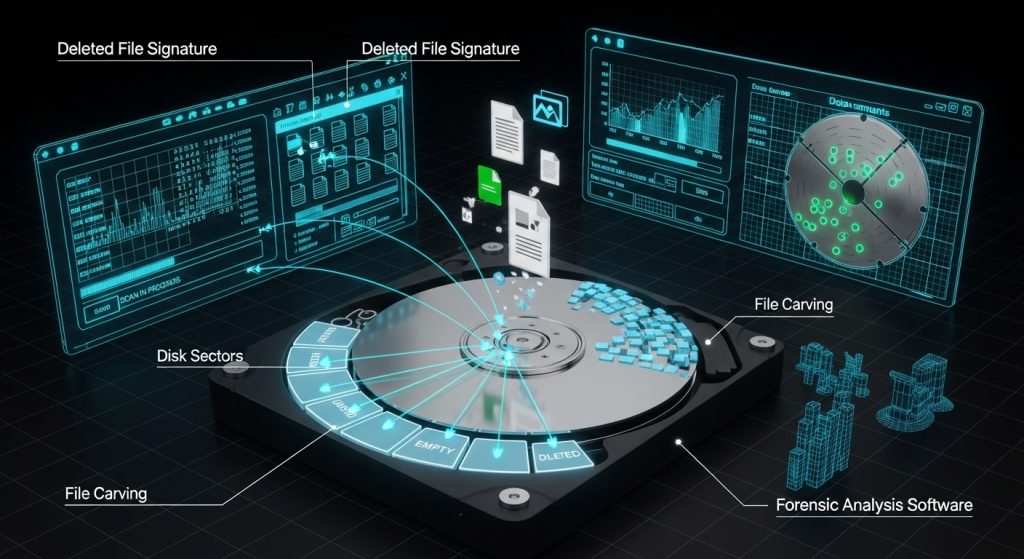 디지털 포렌식 분석 삭제된 파일 복구 및 디스크 섹터 시각화