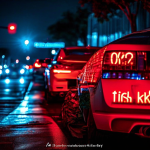 불법 주차된 차량이 있는 스쿨존에 살인 위험률이 급증하는 빨간 그래프가 겹쳐진 모습이다.