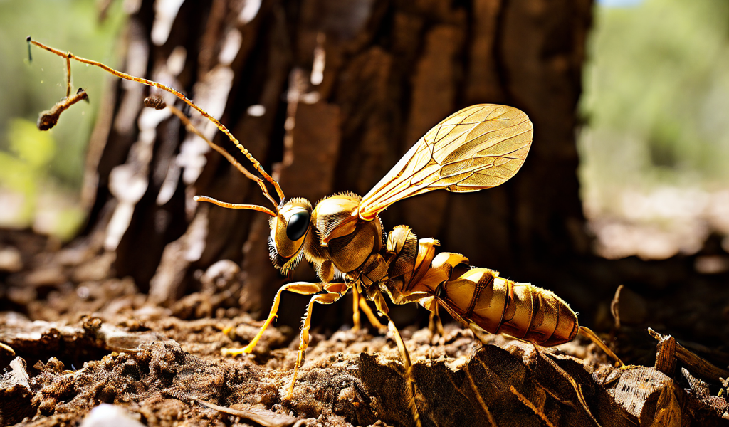 복리 효과로 성장하는 금빛 나무를 내부에서 수수료라는 이름의 흰개미가 서서히 갉아먹으며 장기적 투자 수익을 잠식하는 위험을 상징적으로 표현한 일러스트입니다.