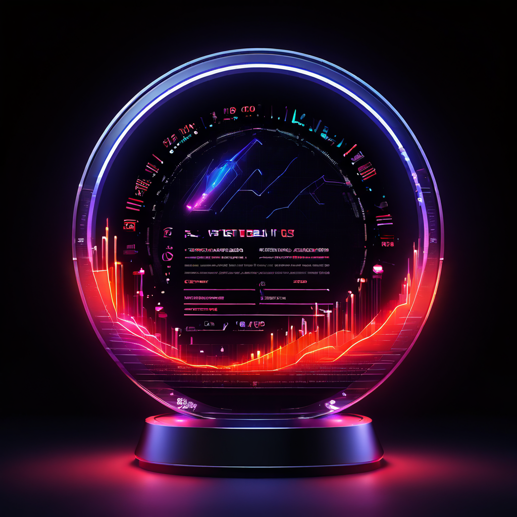 사용자 맞춤형 인터페이스의 가치를 상징하는 빛나는 코어와 검증 가능한 성과 지표가 표시된 미래지향적인 디지털 계약서를 묘사한 개념 이미지입니다.