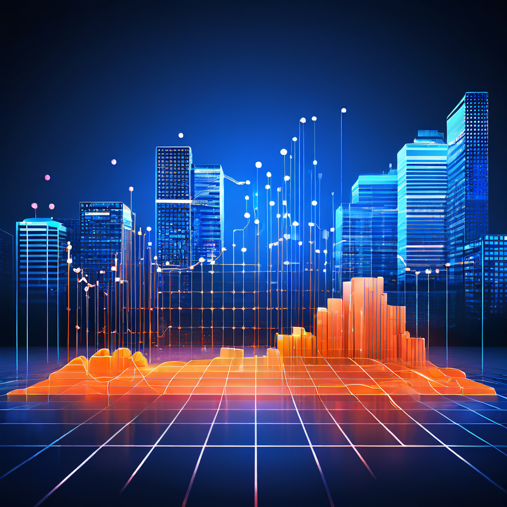 두 회사 건물 사이를 오가는 블록체인 데이터 흐름과 함께 정체기에 접어든 그래프가 표현되어, 에이전시 파트너십의 효율성 한계를 시각적으로 보여주는 이미지입니다.