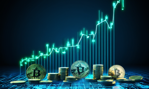 경제 침체와 디지털 시대의 재정적 불안정을 상징적으로 표현한 이미지로, 약해진 와이파이 신호 모양의 하락하는 경제 그래프와 함께 달러와 동전이 디지털 잡음 속으로 사라지는 모습을 보여줍니다.