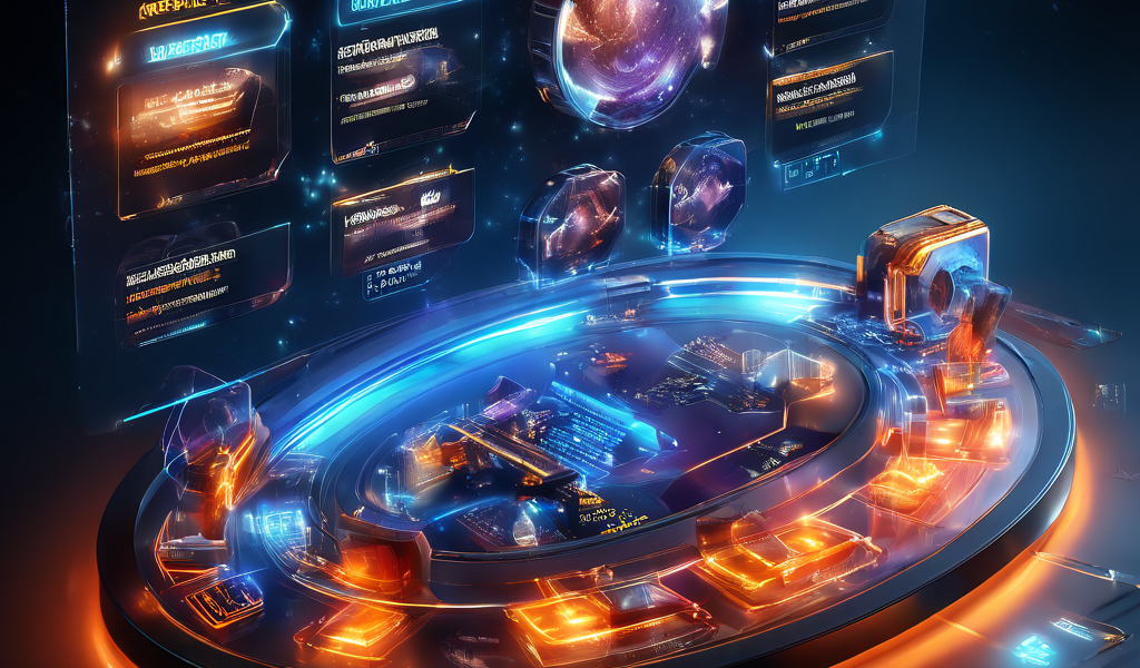 Abstract digital dashboard showing past game round history with layered interface glow, data paths, and secure online service...