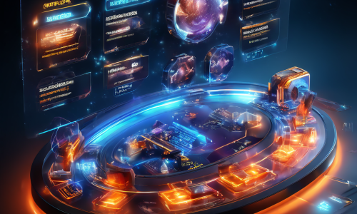 Abstract digital dashboard showing past game round history with layered interface glow, data paths, and secure online service...